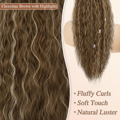 76cm Lange Synthetische Highlight Ponytail Extension Schokoladenbraun