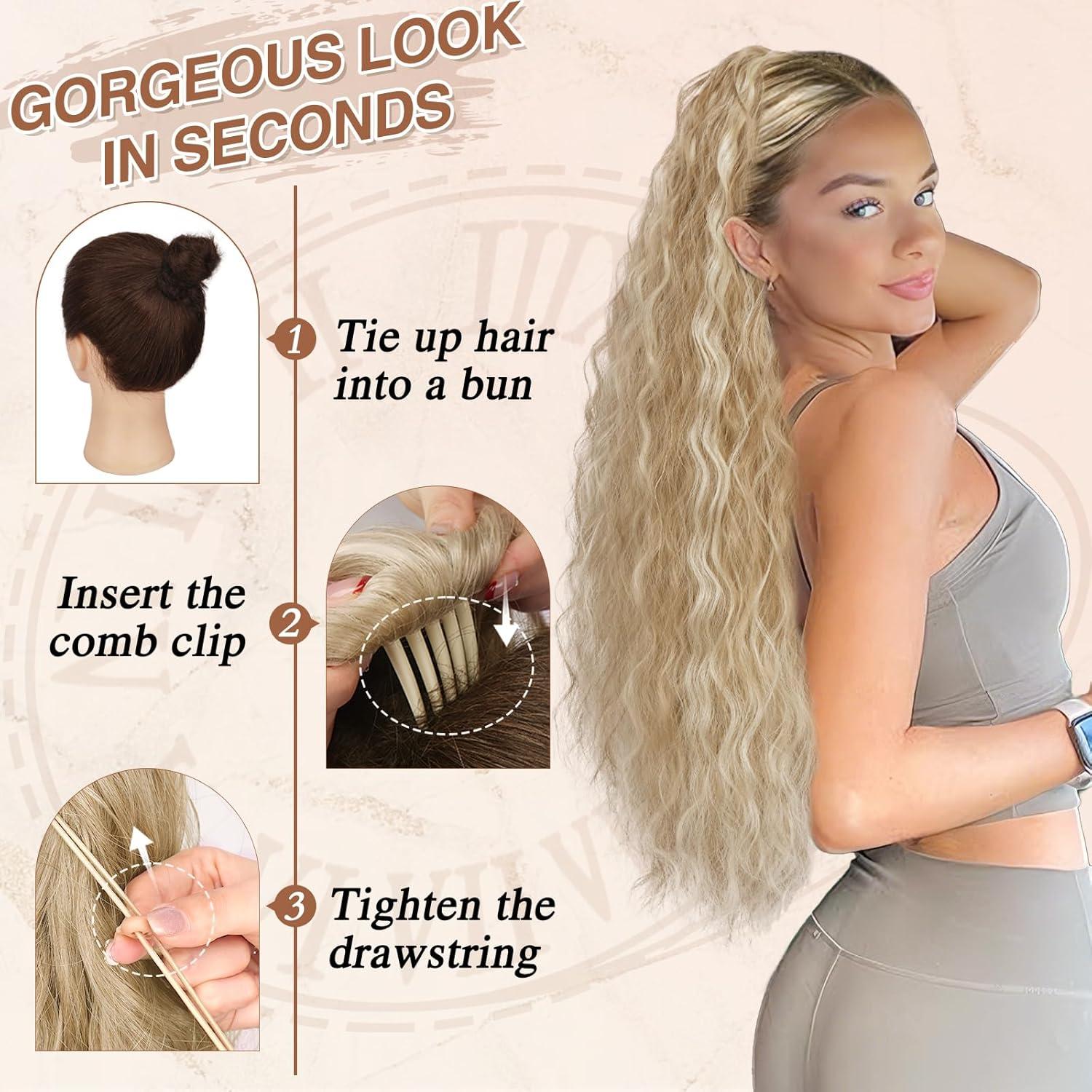 BARSDAR 76cm Lange Highlight Ponytail Extension SchokobraunHighlights