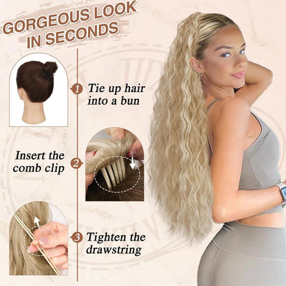 BARSDAR 76cm Lange Highlight Ponytail Extension SchokobraunHighlights