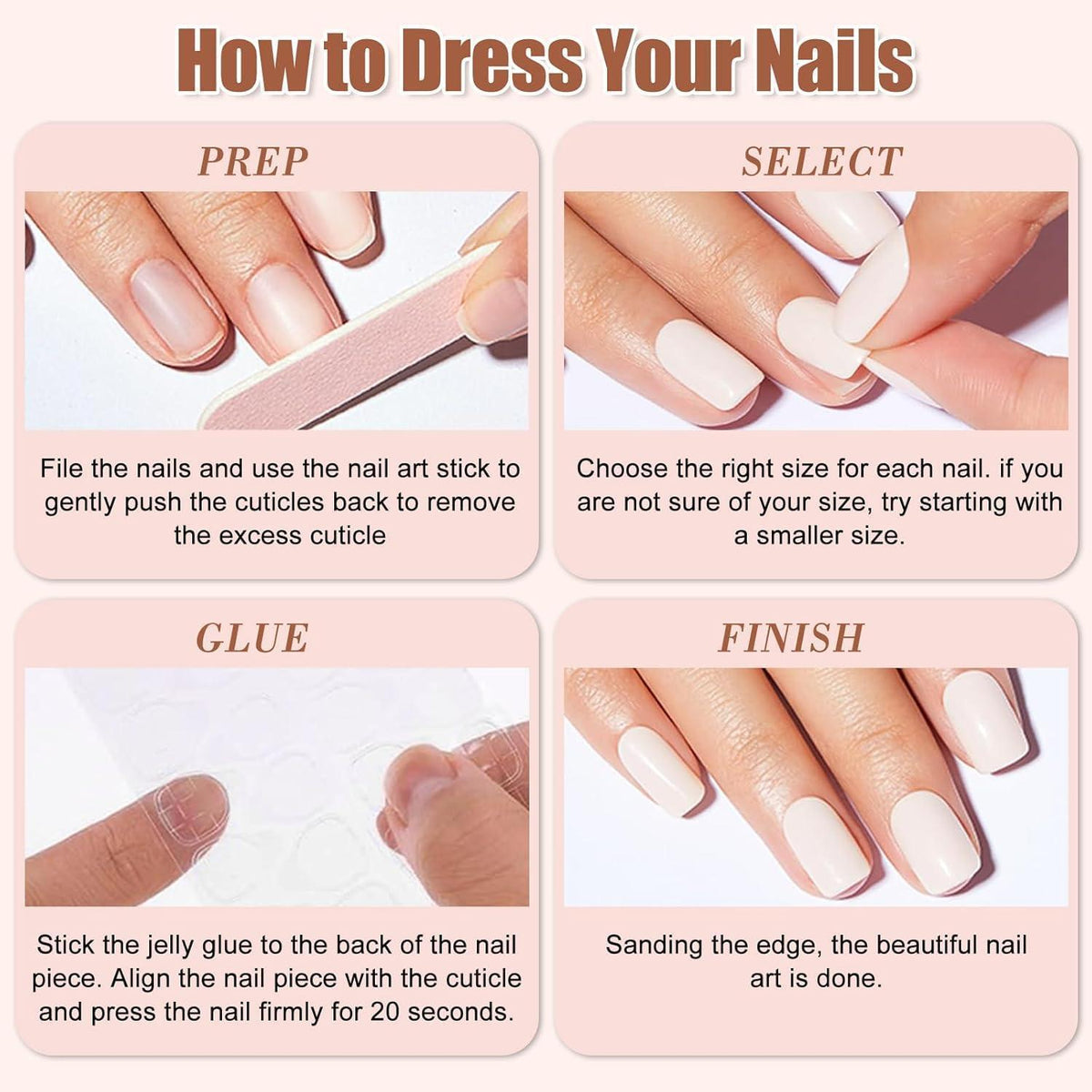 24 Mandel Nägel Aufkleben Rot Blumen French Press on Nails