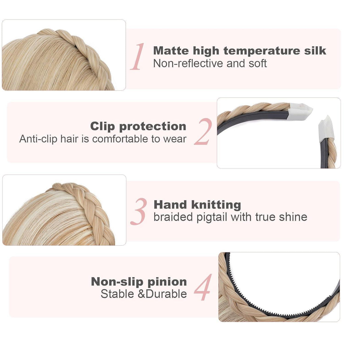 Stirnband mit Ponyfransen – Aschblond Mix für jeden Look