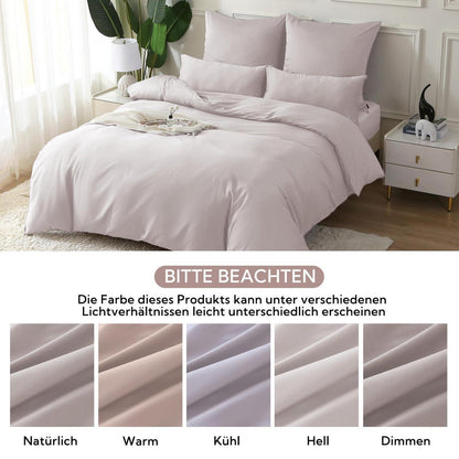 Satin Bettwäsche Set 135x200 Staubrosa Baumwolle 4tlg.