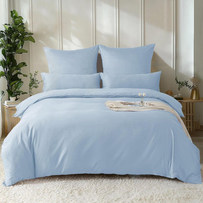 Satin Bettwäsche Set 135x200, Hellblau, 4-teilig, Baumwolle
