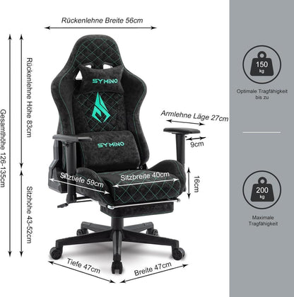 Ergonomischer Gaming Stuhl Rennsitz-Design PU-Leder Schwarz
