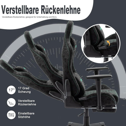 Gaming Stuhl Vintage-PU-Leder Schwarz ergonomisch verstellbar mit