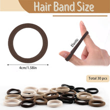 30 Stück braune Haargummis für Damen - Elastische Zopfgummis