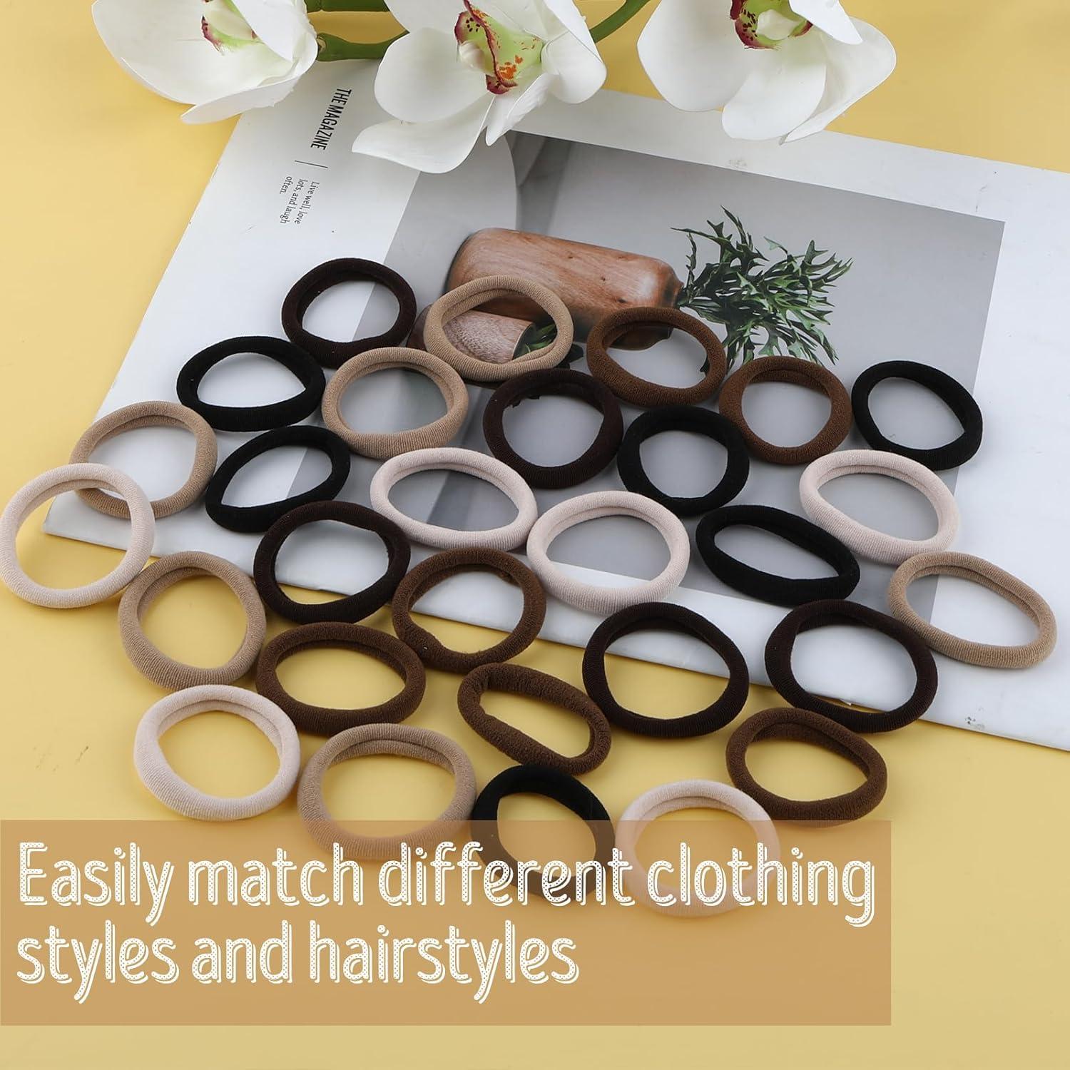30 Stück Haargummi Damen Braun Elastisch Zopfgummis Nylon Mädchen Lockiges Glattes Haar