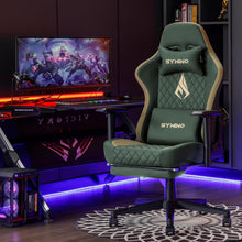 Symino Gaming Stuhl Vintage-PU-Leder grün mit Fußstütze