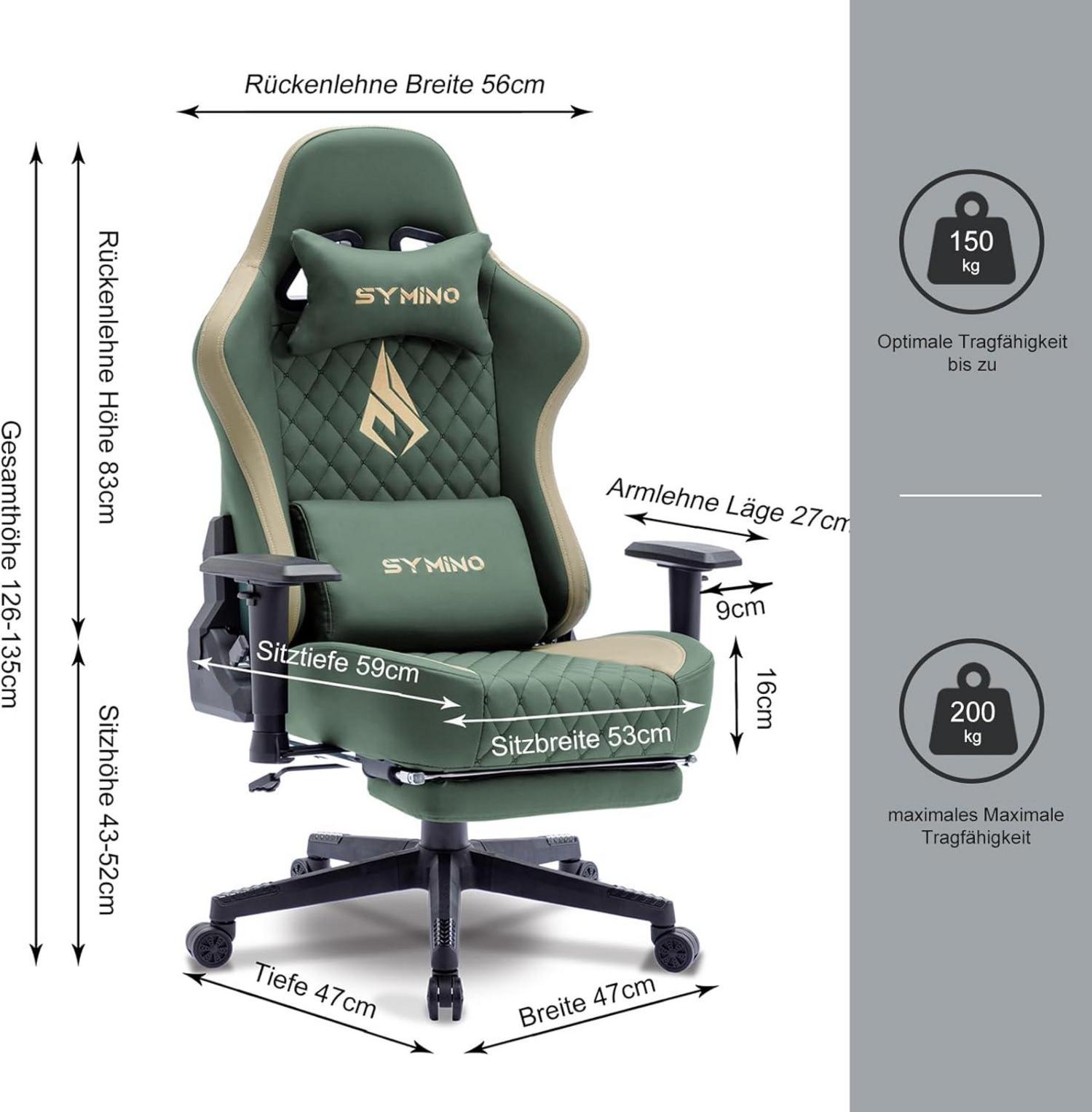 Gaming Stuhl mit Fußstütze und PU-Leder - Ergonomisch verstellbar in