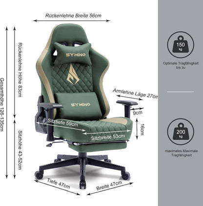 Gaming Stuhl mit Fußstütze und PU-Leder - Ergonomisch verstellbar in
