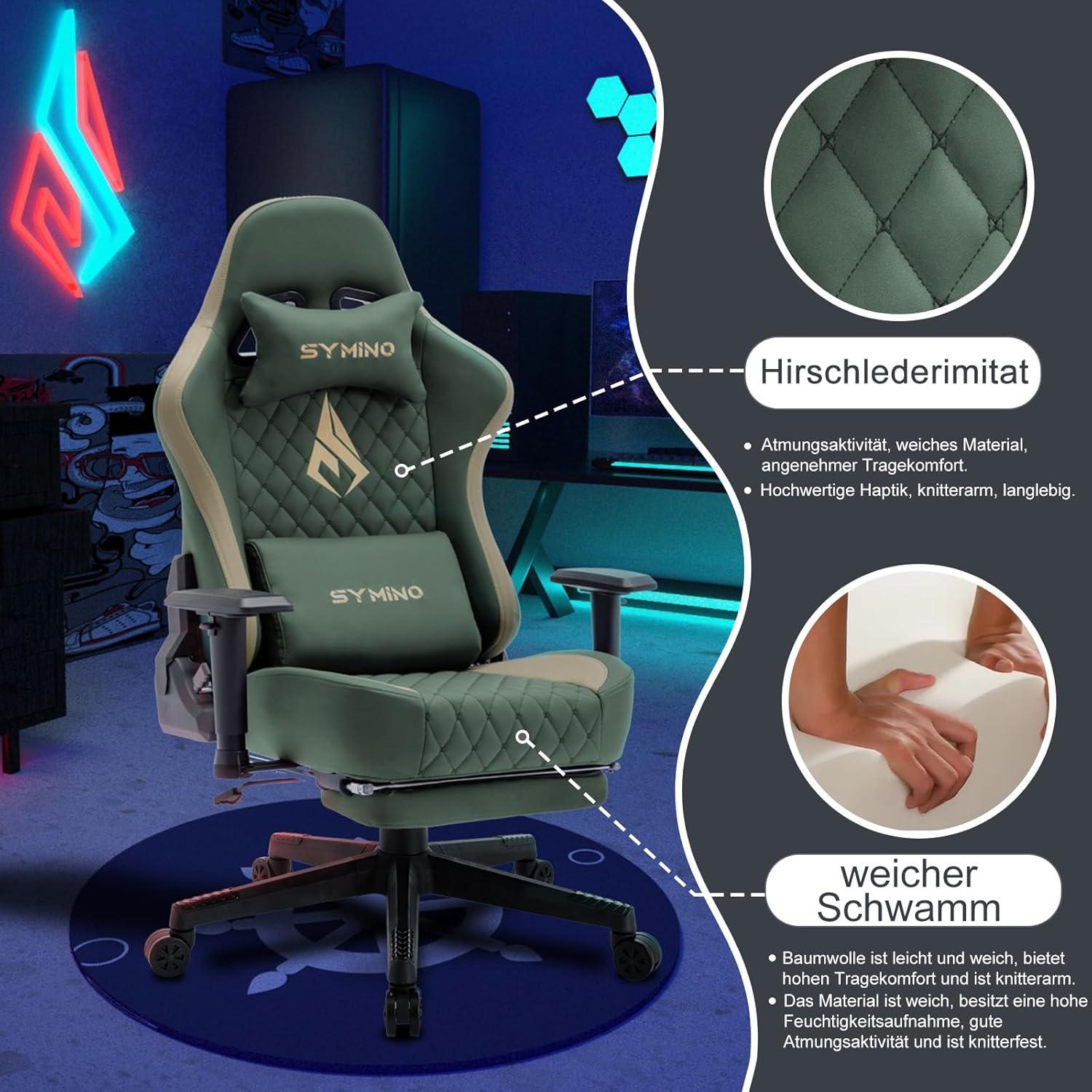 Symino Gaming Stuhl Vintage-PU-Leder Clash-grün