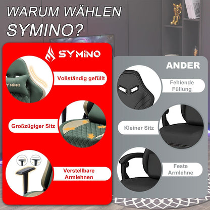 Symino Gaming Stuhl Vintage-PU-Leder Rennsitz-Design Fußstütze Grün