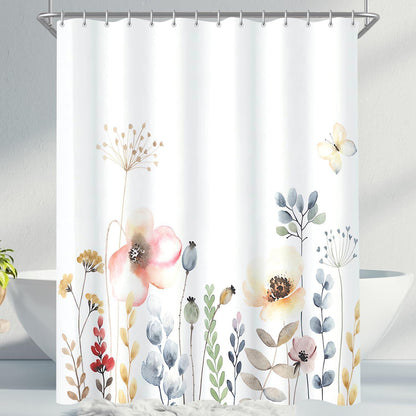 Duschvorhang Blumen 160x160 cm mit beschwertem Saum, wasserabweisend