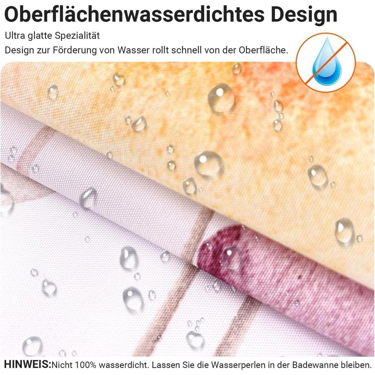 Duschvorhang Blumen 160x160 cm mit beschwertem Saum, wasserabweisend