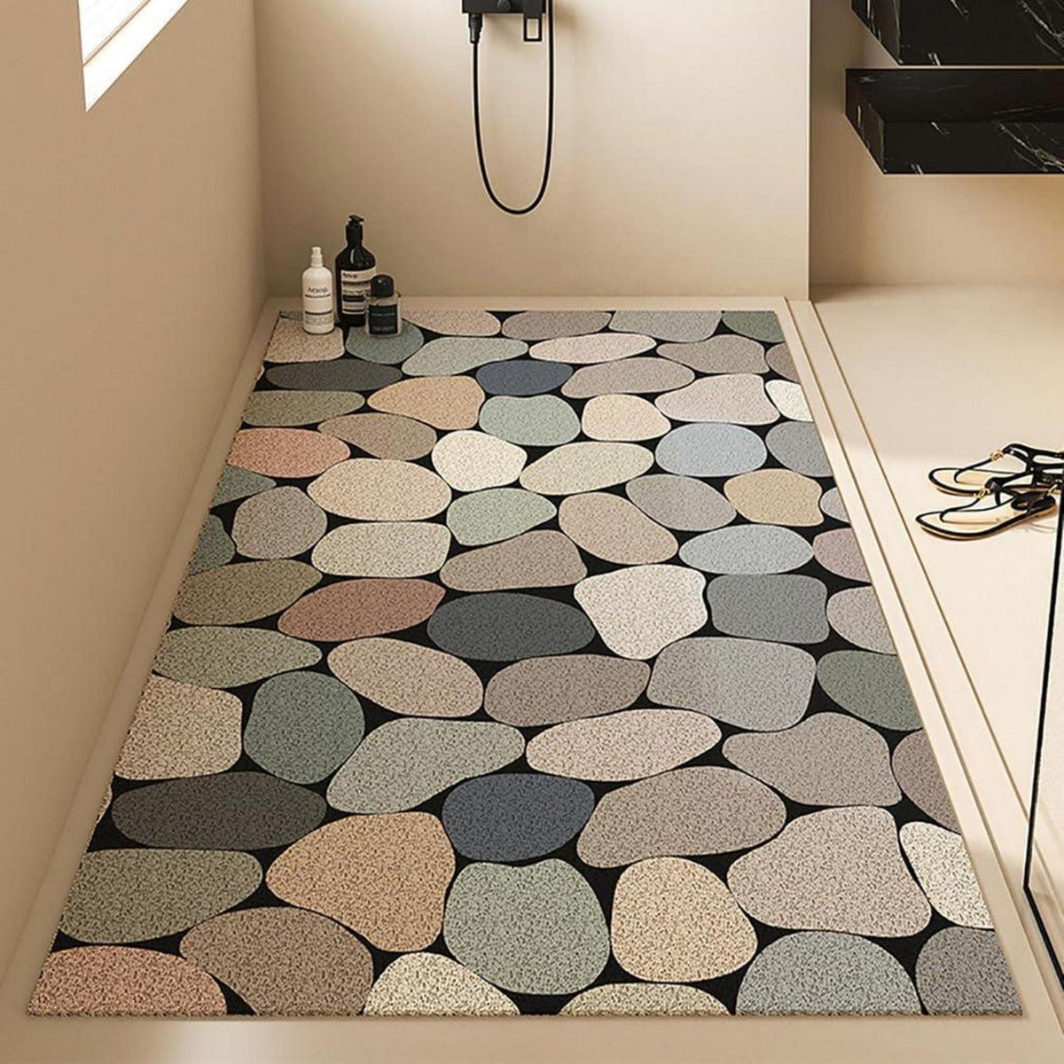 Rutschfeste Duschmatte 70x150 cm Steinmuster – Weich & Komfortabel