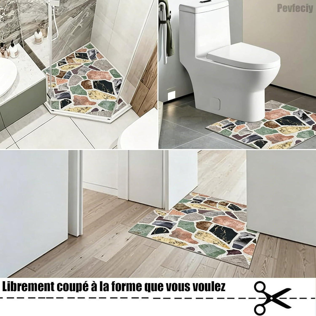 Rutschfeste Duschmatte Steinoptik 100x150 cm – Zuschneidbar & Komfortabel