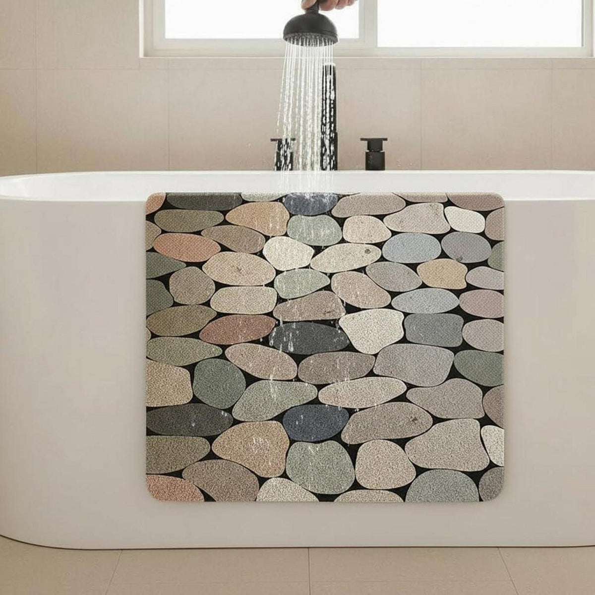 Rutschfeste Duschmatte 80x150 cm - Steinmuster & Komfort