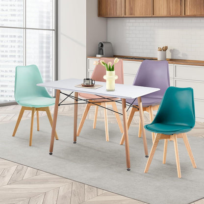 4er Set Esszimmerstühle Retro Skandi Rauchrosa Türkis Mint Grau