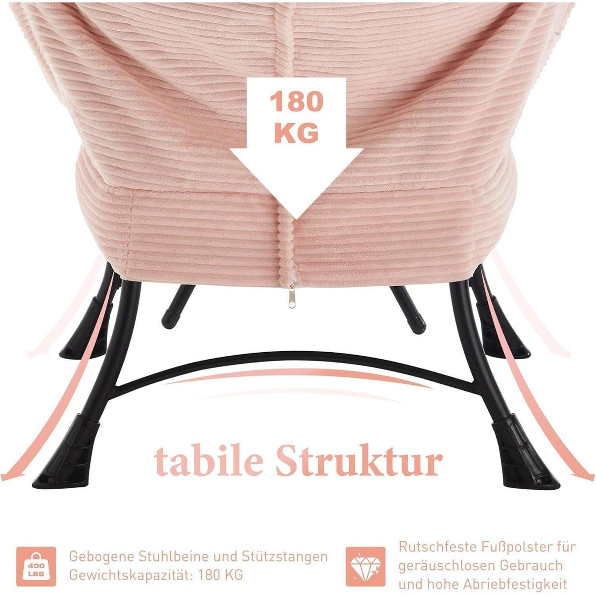 Faulenzersessel mit Ottomane – Rosa Lounge Sessel & Fußhocker