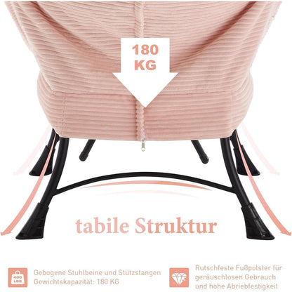 Faulenzersessel mit Ottomane – Rosa Lounge Sessel & Fußhocker