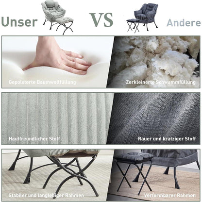 Lazy Chair mit Ottomane – Bequemer Faulenzersessel Grün