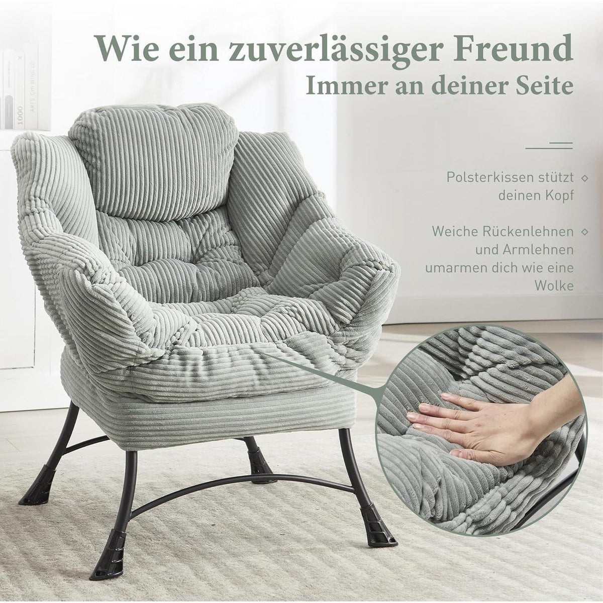 Lazy Chair mit Ottomane – Bequemer Faulenzersessel Grün