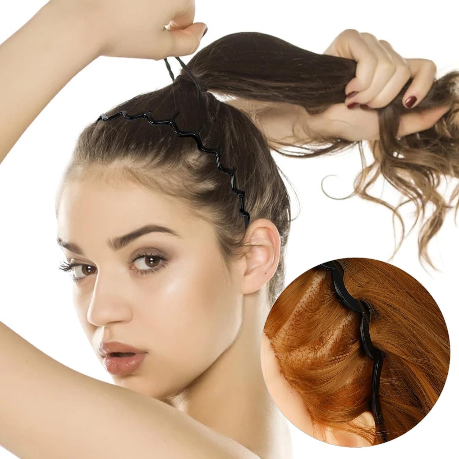 Zickzack Haarreif Haifischzahn Haarkamm 4er Set Schwarz Fitness
