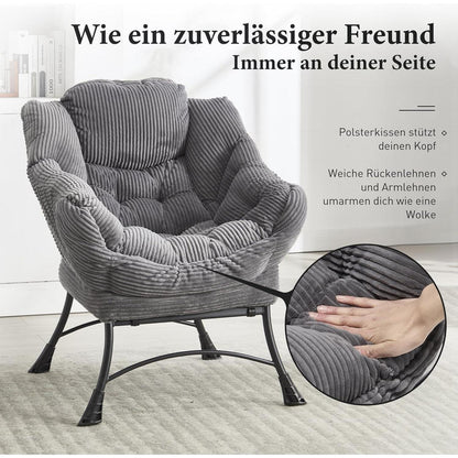 Faulenzersessel mit Ottomane – Bequemer Lounge-Sessel Grau