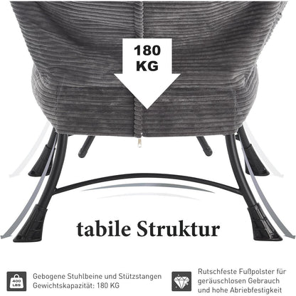 Faulenzersessel mit Ottomane – Bequemer Lounge-Sessel Grau