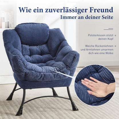 Lazy Chair mit Ottomane – Bequemer Faulenzersessel Marineblau