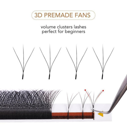 3D Volumen Wimpern Extension 14mm – Vorgefächert & Zeitsparend