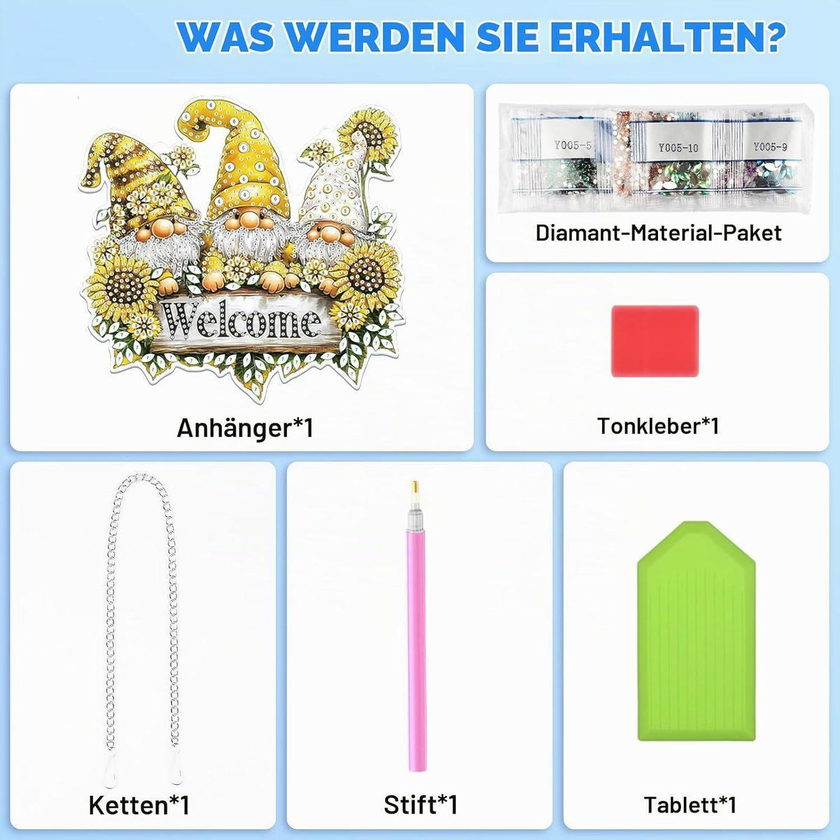 Diamant Painting Anhänger Gnome – DIY Fensterbild für Erwachsene