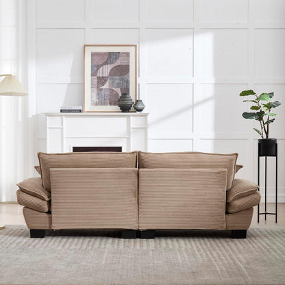 Modernes 2-Sitzer Sofa mit Polsterarmlehnen & Beinen (Khaki)