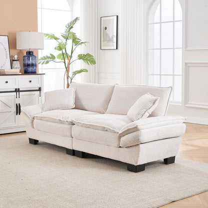 Modernes 2-Sitzer Polstersofa mit gepolsterten Armlehnen (Beige)