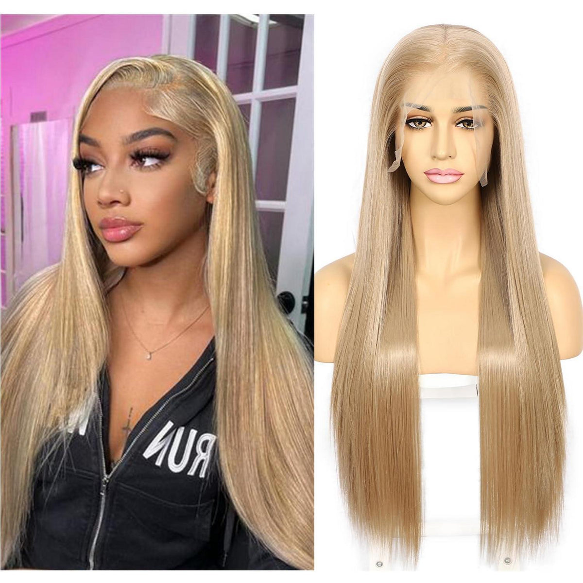 Blond Lace Front Perücke 26 Zoll Gerade Synthetik Perücke