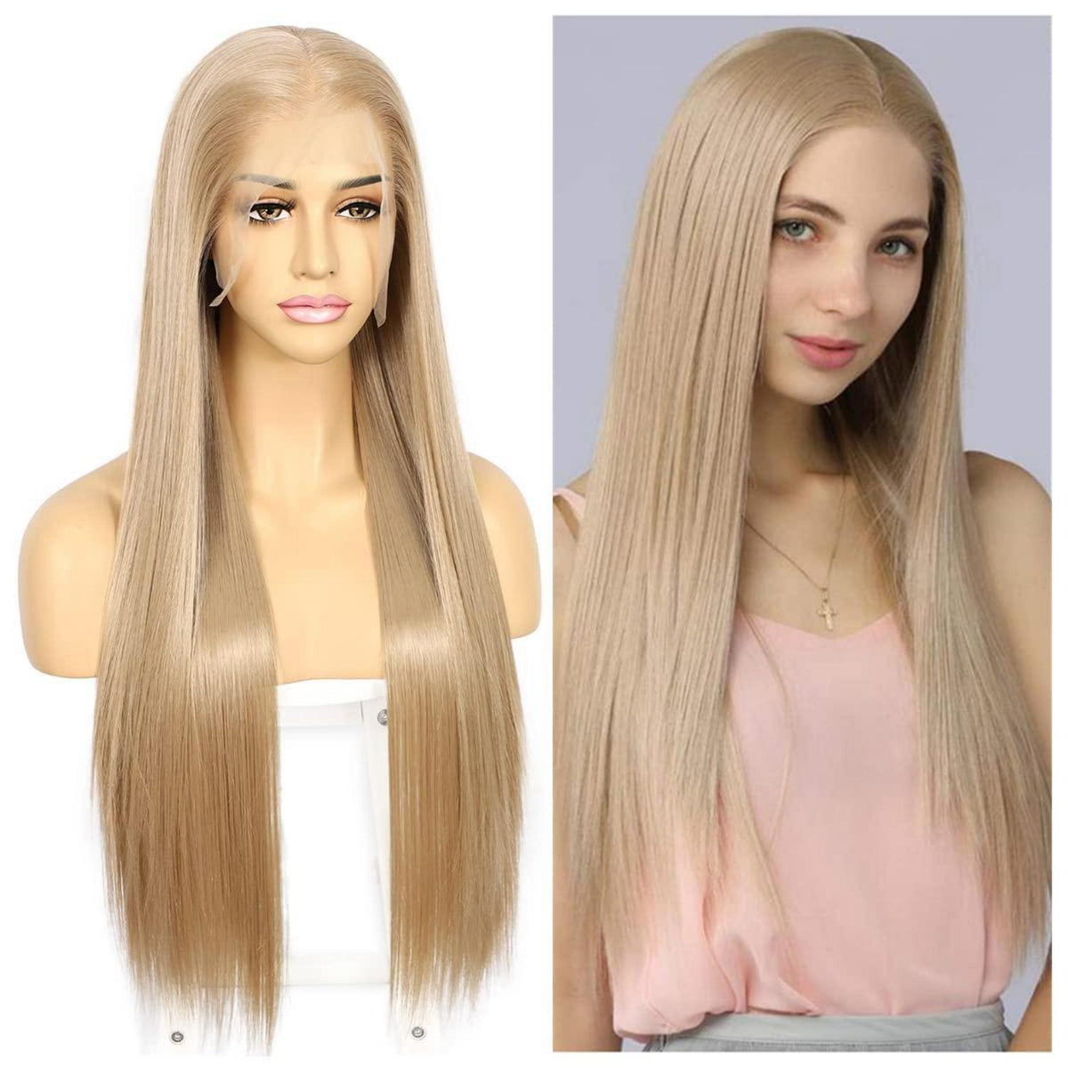 Blond Lace Front Perücke 26 Zoll Gerade Synthetik Perücke