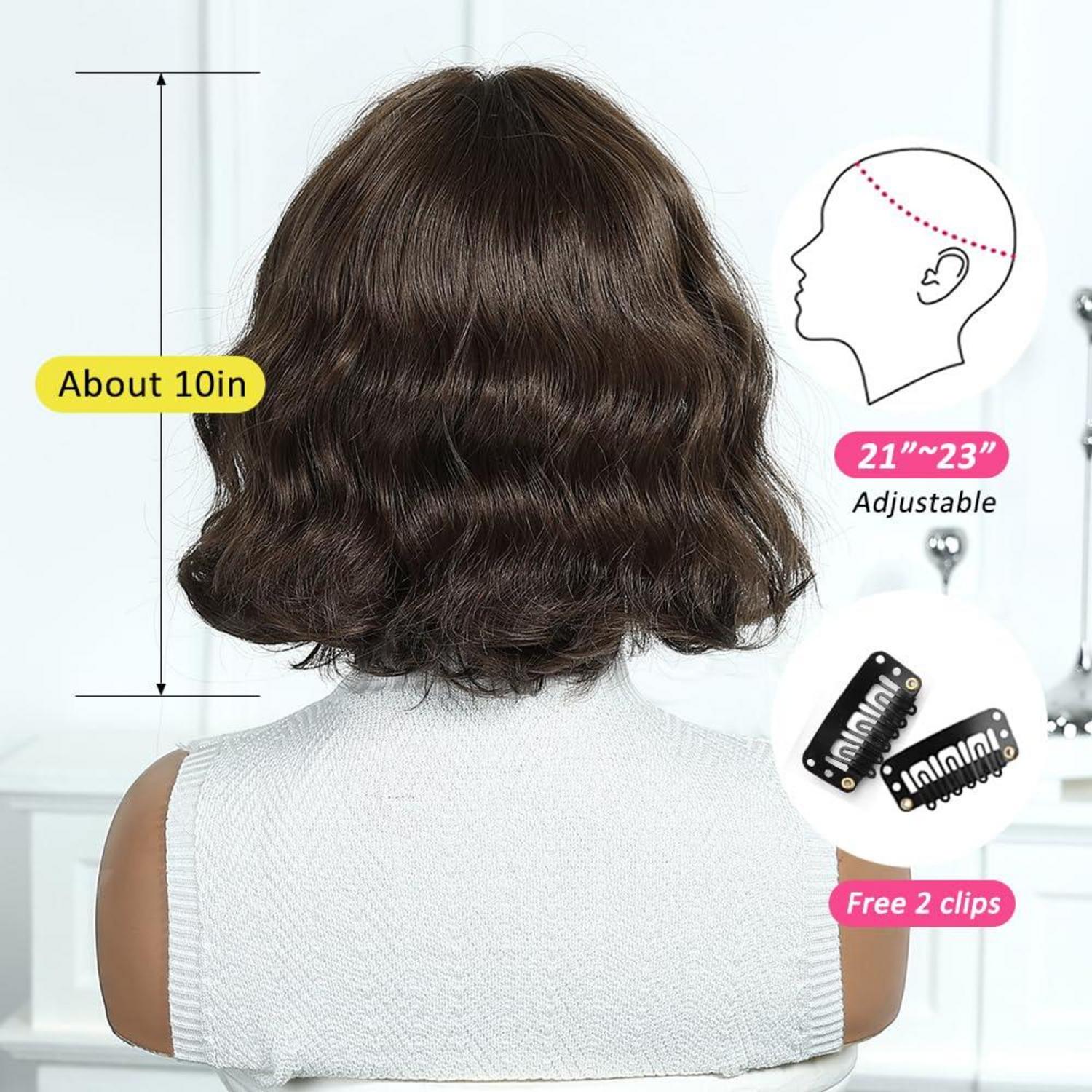 Braune Bob Perücke mit Pony für Frauen - Hitzebeständige Synthetische Kurzhaarperücke