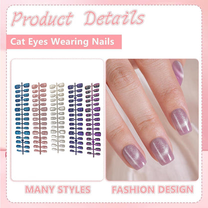 3D Cat Eye Press On Nails – 15 Größen, Soft Gel, 5 Farben