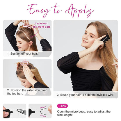 Unsichtbare Clip-in Haarverlängerung Silbergrau 16 Zoll