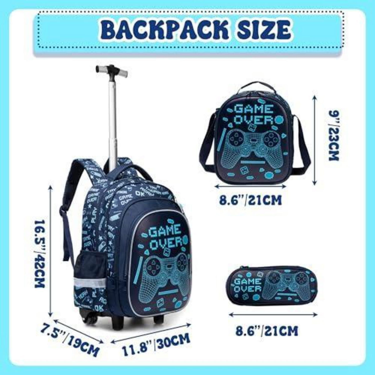 Rollrucksack Set für Kinder – Minzgrün, 6-8 Jahre