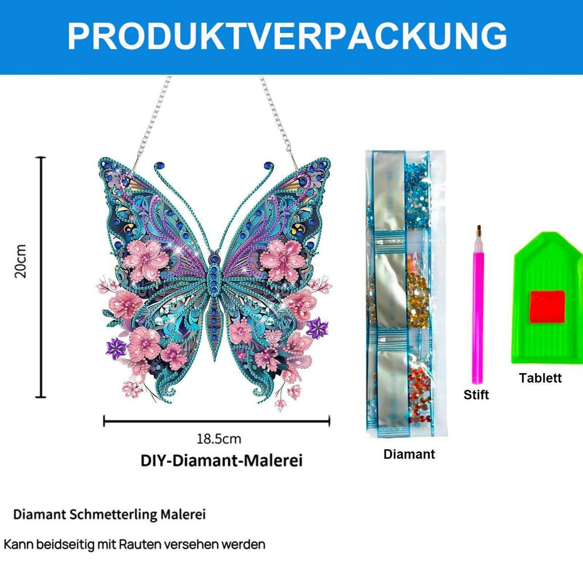 Diamond Painting Schmetterling Weihnachten – Fensterbild DIY Bausatz