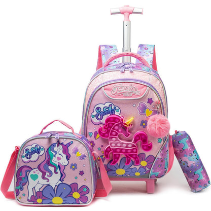Einhorn Rollrucksack Set für Mädchen 6-8 Jahre