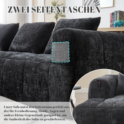 Modernes 3-Sitzer Sektionssofa mit Chaiselongue (Schwarz)