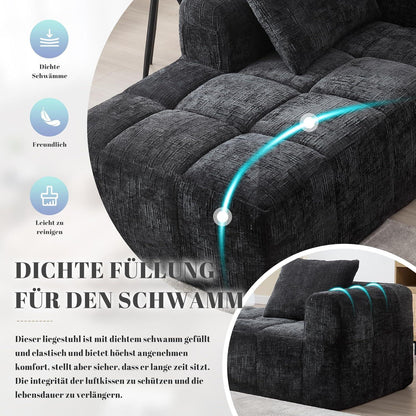 Modernes 1-Sitzer Sofa mit Chaiselongue & Kissen (Schwarz A)