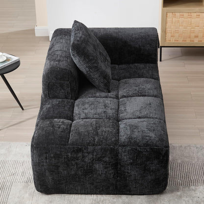 Modernes 1-Sitzer Sofa mit Chaiselongue & Kissen (Schwarz A)