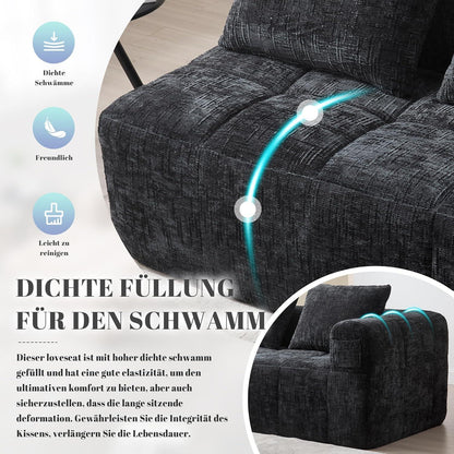 Modernes 2-Sitzer Polstersofa mit Chaise Lounge (Schwarz B)