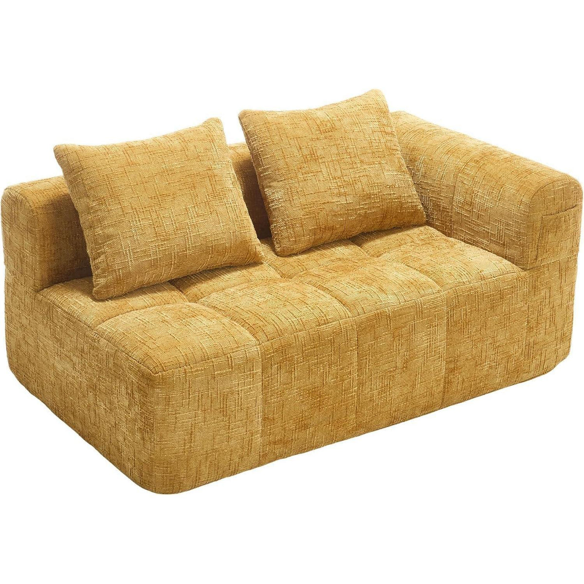 Modernes 2-Sitzer Polstersofa mit Chaise Lounge (Gelb B)