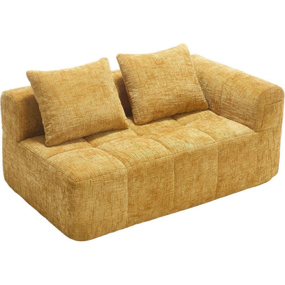 Modernes 2-Sitzer Polstersofa mit Chaise Lounge (Gelb B)
