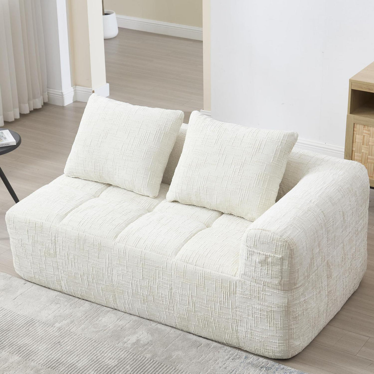 Modernes 2-Sitzer Polstersofa mit Chaise Lounge (Beige B)