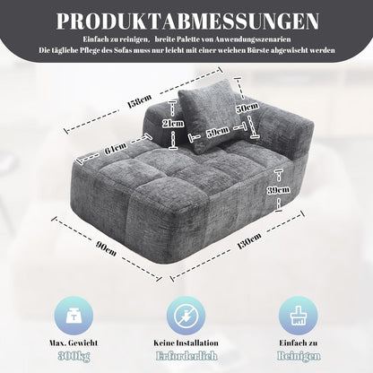 Modernes 1-Sitzer Sofa mit Chaiselongue (Grau) – Kein Aufbau